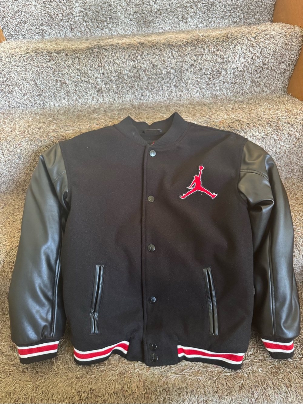 Jordan BOYS Black & Red Bomber Varsity Jacket